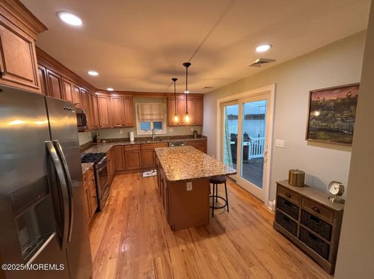 Interior, Kitchen, Pendant Lights, Recessed Lighting, Wood Texture Flooring