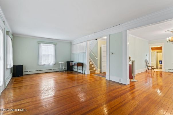 Chandelier, Empty room, Interior, Wood Texture Flooring