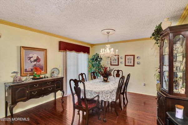 Chandelier, Dining room, Interior, Wood Texture Flooring