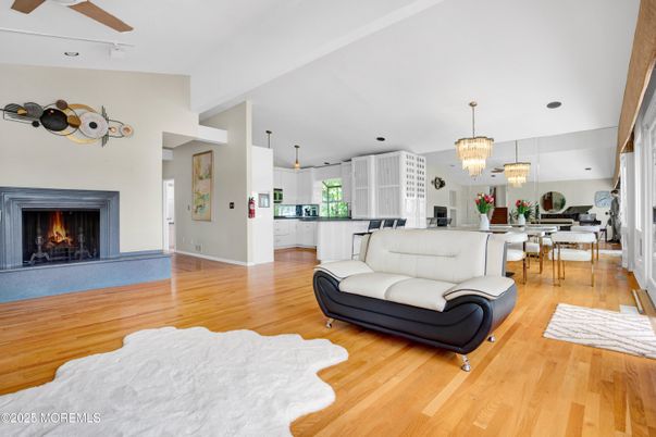 Chandelier, Dining room, Fireplace, Interior, Pendant Lights, Wood Texture Flooring