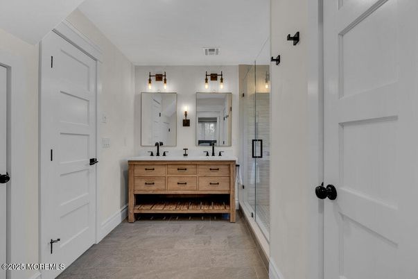 Bathroom, Dual Sink Vanities, Glass Shower, Interior