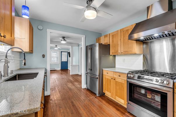 Interior, Kitchen, Stainless Steel Appliances, Wood Texture Flooring