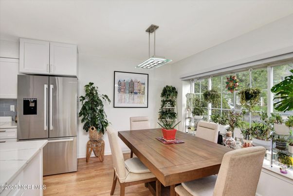Dining room, Interior, Kitchen, Pendant Lights, Wood Texture Flooring