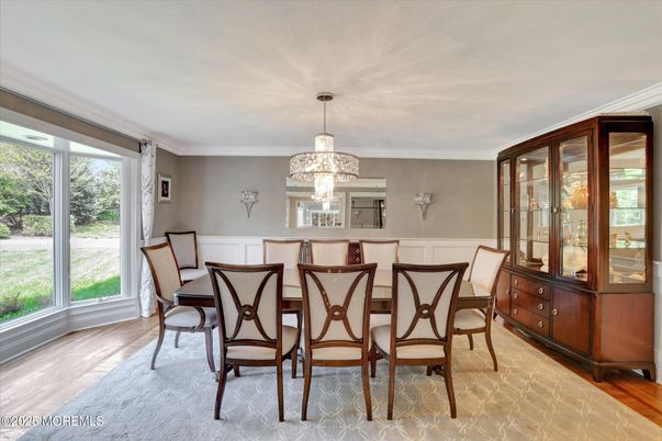 Chandelier, Dining room, Interior, Wood Texture Flooring