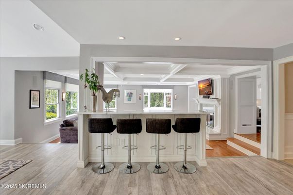 Fireplace, Interior, Recessed Lighting, Wood Texture Flooring