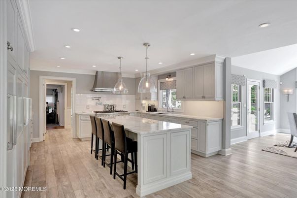 Interior, Kitchen, Pendant Lights, Recessed Lighting, Wood Texture Flooring