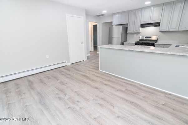 Interior, Kitchen, Recessed Lighting, Wood Texture Flooring