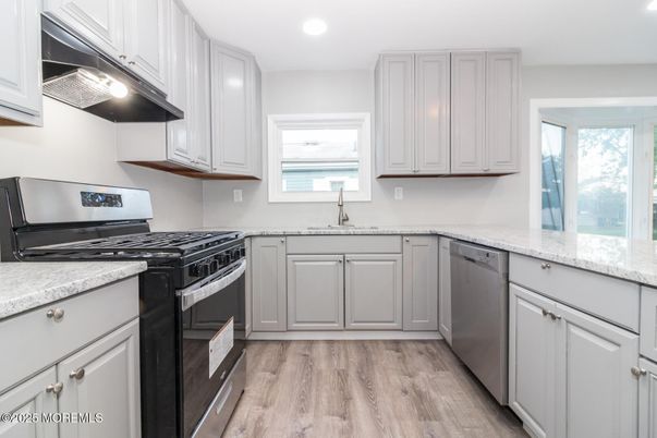Interior, Kitchen, Recessed Lighting, Wood Texture Flooring