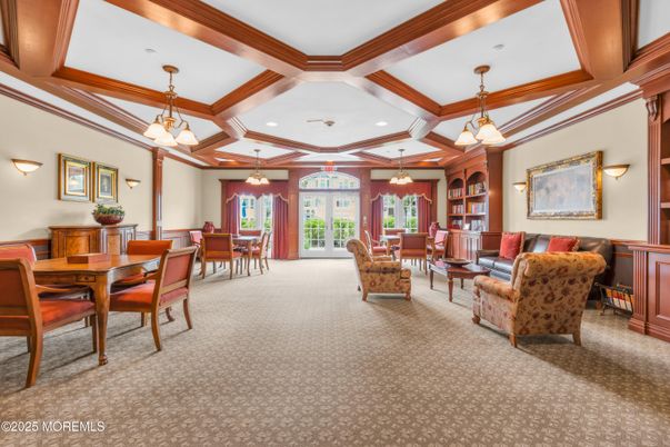 Dining room, Interior, Living room, Pendant Lights, Recessed Lighting, Wooden Beams
