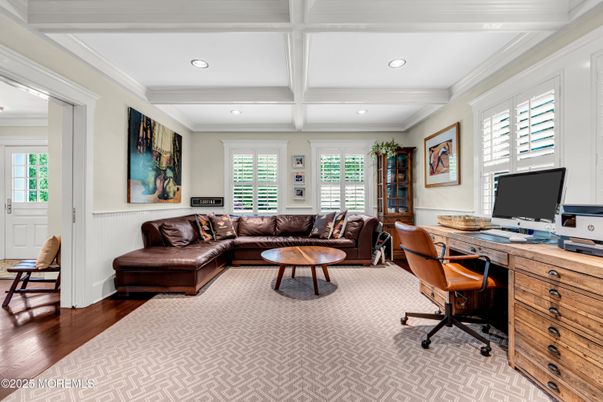 Home Office, Interior, Recessed Lighting, Wood Texture Flooring