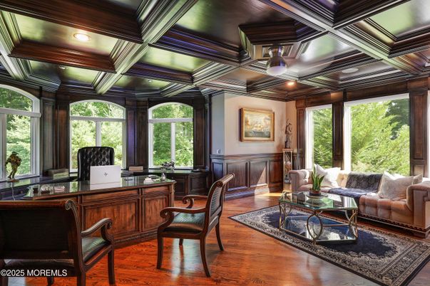 Home Office, Interior, Recessed Lighting, Wooden Beams, Wooden Ceilings, Wood Texture Flooring