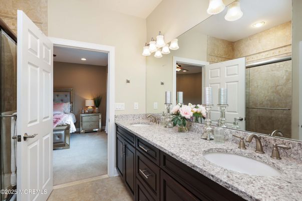 Bathroom, Bedroom, Dual Sink Vanities, Glass Shower, Interior, Recessed Lighting