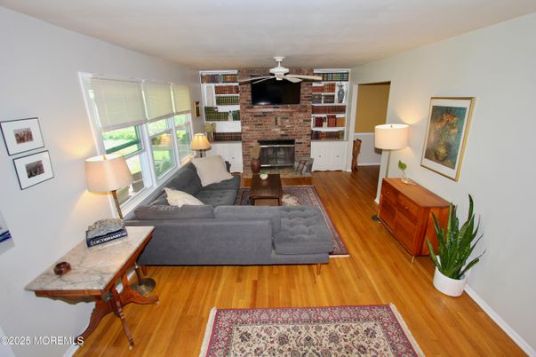 Fireplace, Interior, Living room, Stone Walls, Wood Texture Flooring