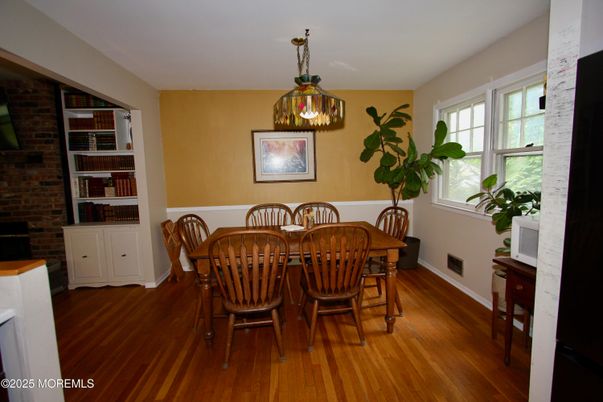 Dining room, Interior, Stone Walls, Wood Texture Flooring