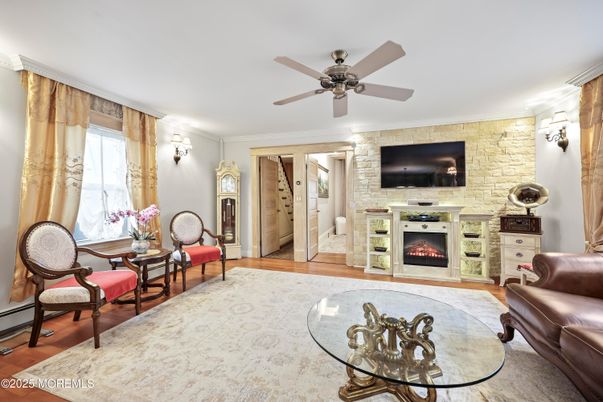 Fireplace, Interior, Stone Walls, Wood Texture Flooring