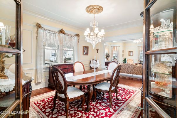 Chandelier, Dining room, Interior, Wood Texture Flooring