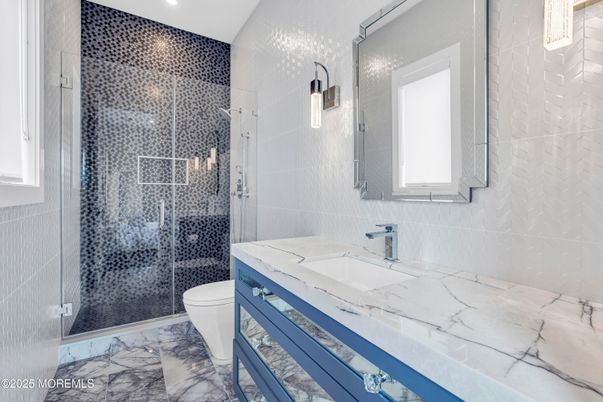 Bathroom, Glass Shower, Interior, Marble, Recessed Lighting