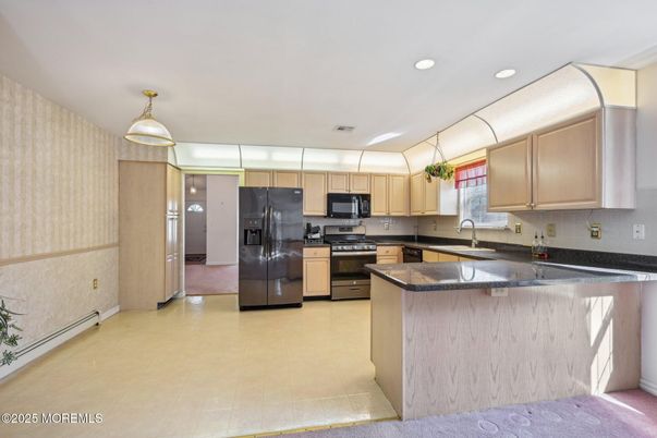 Interior, Kitchen, Pendant Lights, Recessed Lighting, Stainless Steel Appliances