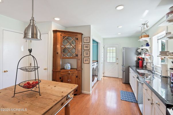 Interior, Kitchen, Pendant Lights, Recessed Lighting, Wood Texture Flooring