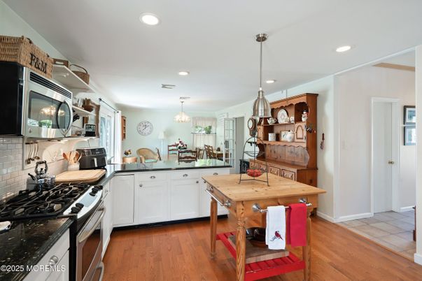 Interior, Kitchen, Pendant Lights, Recessed Lighting, Wood Texture Flooring