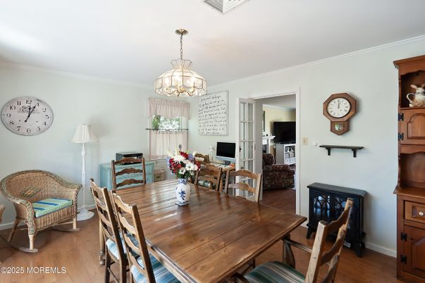Chandelier, Dining room, Interior, Wood Texture Flooring