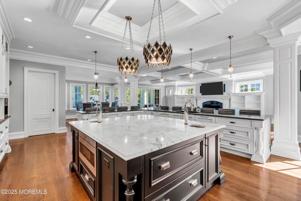 Interior, Kitchen, Pendant Lights, Recessed Lighting, Wood Texture Flooring