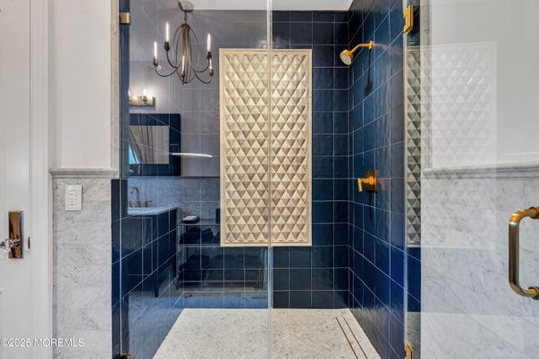 Bathroom, Glass Shower, Interior, Marble Walls