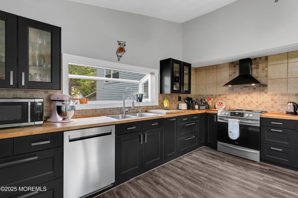 Interior, Kitchen, Stainless Steel Appliances, Wood Texture Flooring