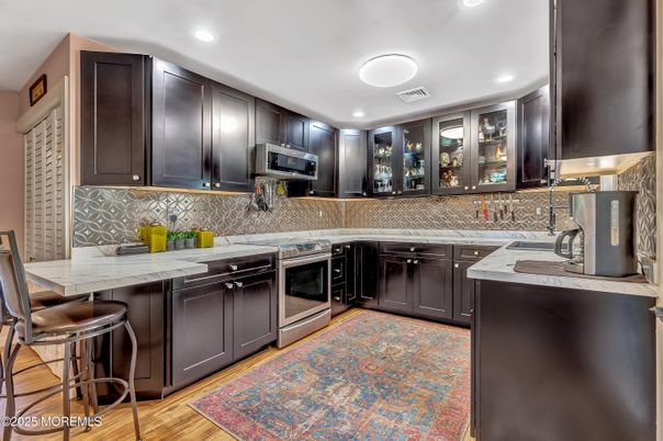 Interior, Kitchen, Recessed Lighting, Wood Texture Flooring