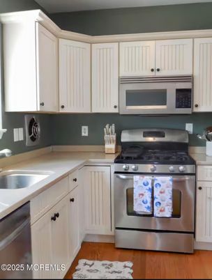 Interior, Kitchen, Stainless Steel Appliances, Wood Texture Flooring