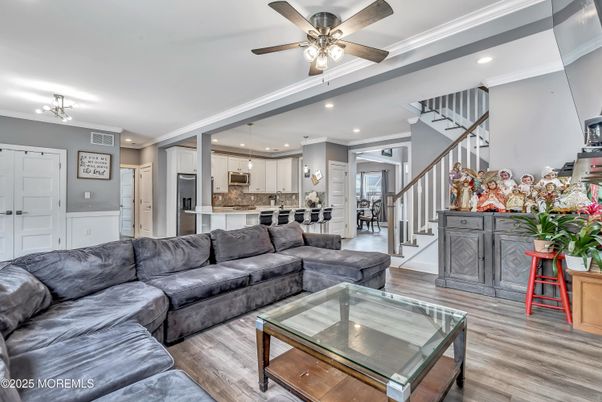 Interior, Kitchen, Living room, Pendant Lights, Recessed Lighting, Stainless Steel Appliances, Wood Texture Flooring