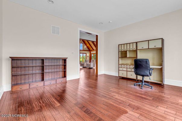 Home Office, Interior, Recessed Lighting, Wood Texture Flooring
