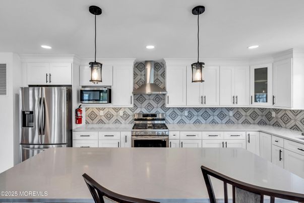 Interior, Kitchen, Pendant Lights, Recessed Lighting, Stainless Steel Appliances
