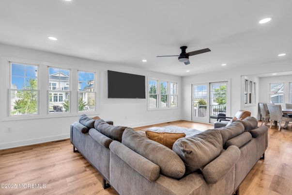 Dining room, Interior, Living room, Recessed Lighting, Wood Texture Flooring