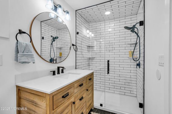 Bathroom, Dual Sink Vanities, Glass Shower, Interior, Recessed Lighting