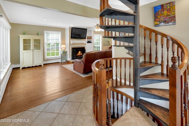 Fireplace, Interior, Recessed Lighting, Wood Texture Flooring