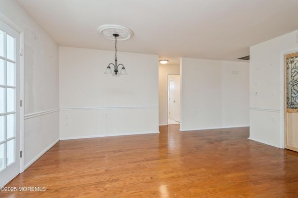Chandelier, Empty room, Interior, Wood Texture Flooring
