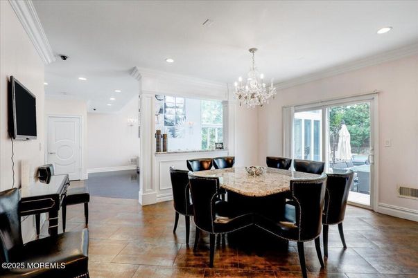 Chandelier, Dining room, Interior, Recessed Lighting