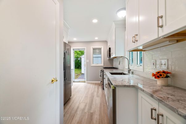 Interior, Kitchen, Recessed Lighting, Wood Texture Flooring