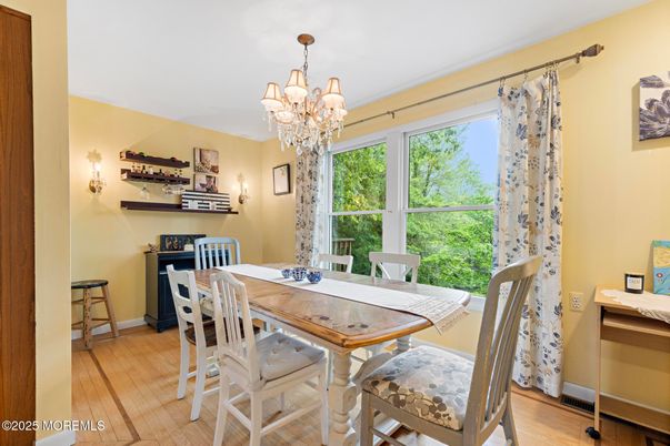 Chandelier, Dining room, Interior, Wood Texture Flooring