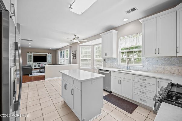 Interior, Kitchen, Living room, Recessed Lighting, Stainless Steel Appliances, Wood Texture Flooring