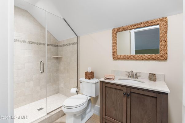 Bathroom, Glass Shower, Interior, Wood Texture Flooring