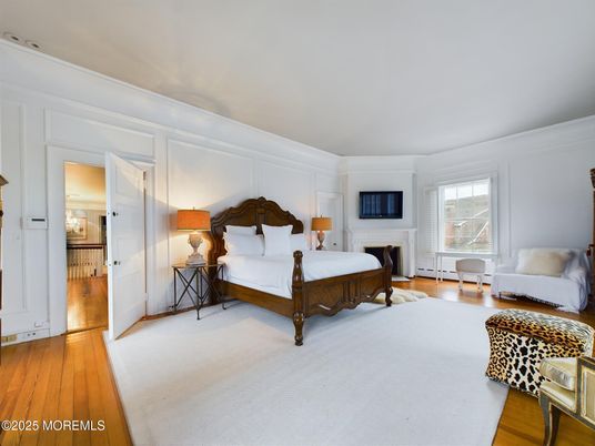 Bedroom, Fireplace, Interior, Wood Texture Flooring