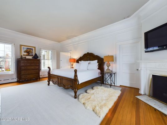 Bedroom, Fireplace, Interior, Wood Texture Flooring