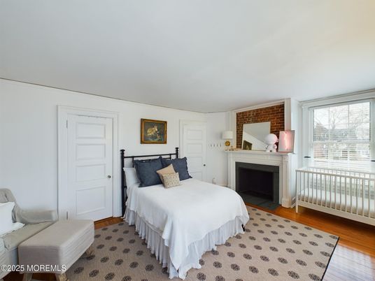 Bedroom, Fireplace, Interior, Wood Texture Flooring