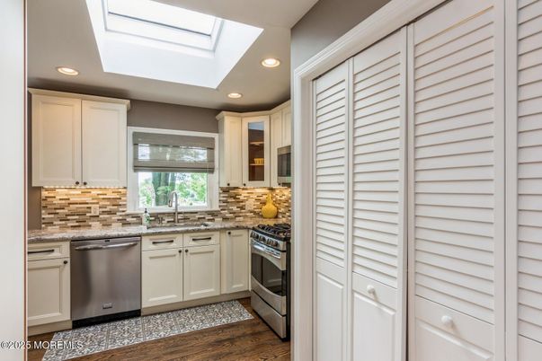 Glass Ceilings, Interior, Kitchen, Recessed Lighting, Stainless Steel Appliances, Wood Texture Flooring