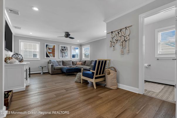 Interior, Living room, Recessed Lighting, Wood Texture Flooring