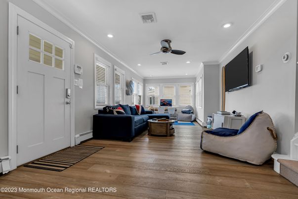 Interior, Living room, Recessed Lighting, Wood Texture Flooring