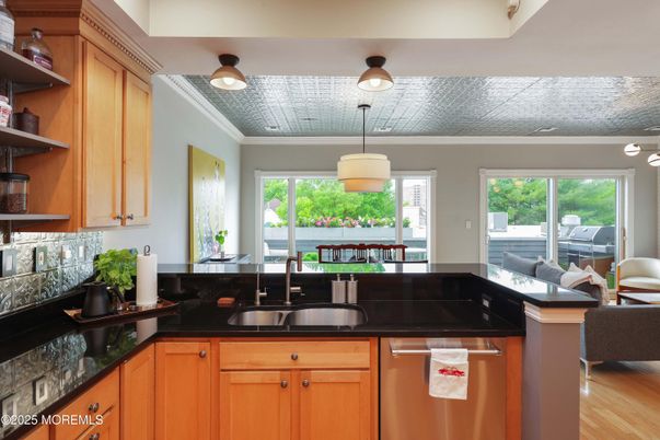 Interior, Kitchen, Pendant Lights, Wood Texture Flooring