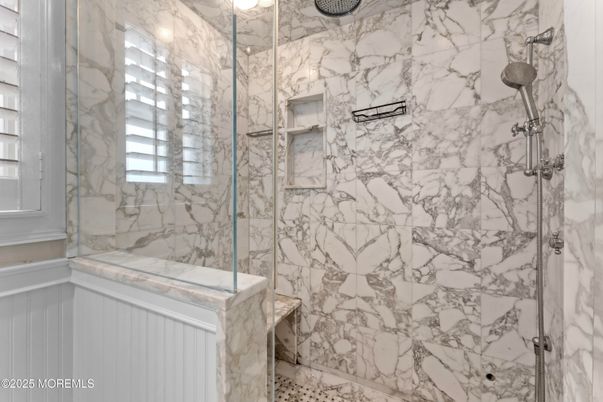 Bathroom, Glass Shower, Interior, Marble Walls